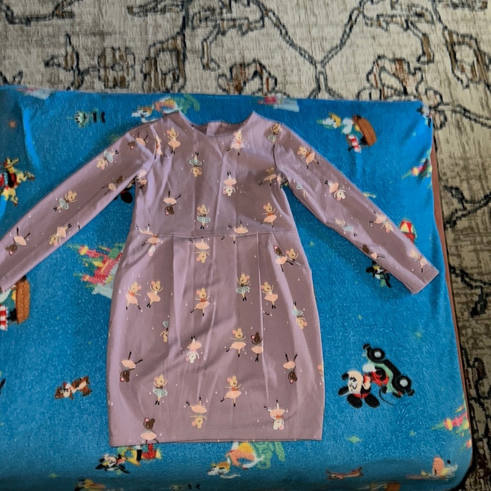 Girls lavender long sleeve dress “Ballerina mouse” H&M used
